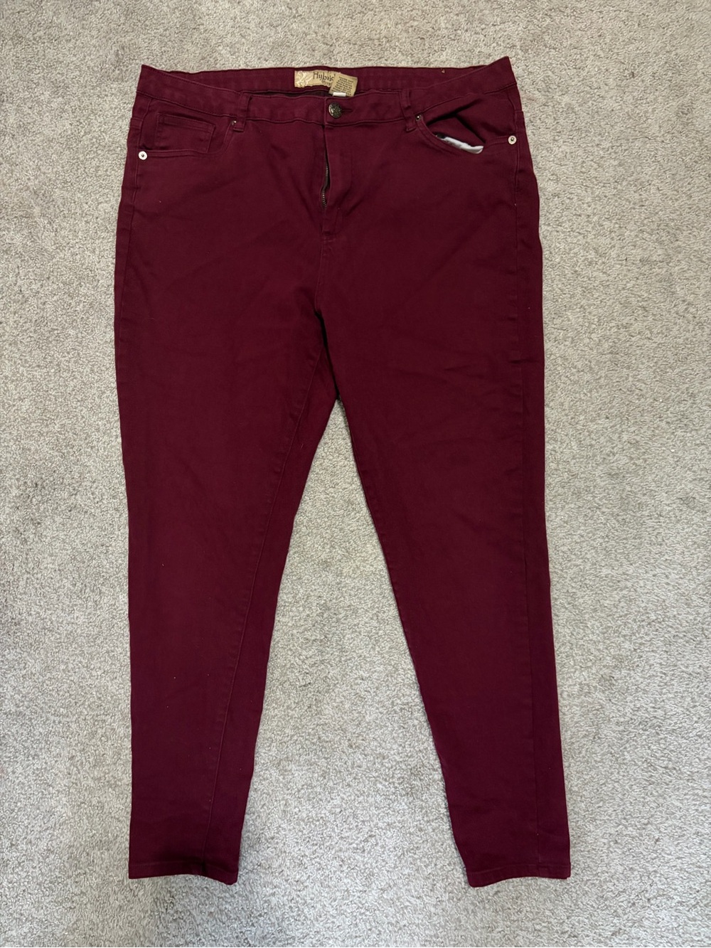 Hybrid & Company Women’s Burgundy Skinny Jeans Size 18 Stretch Denim Pants